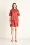 RUFFLE SHORT - washed red